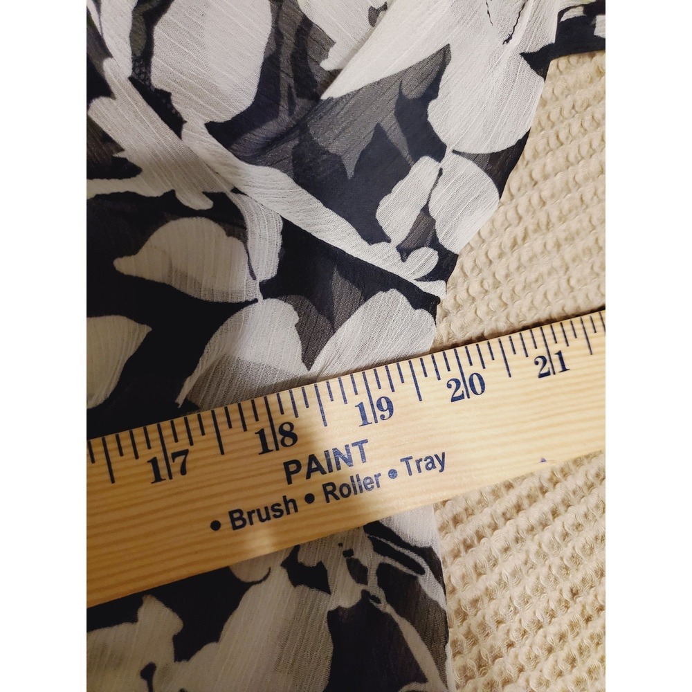 Tommy Hilfiger SHEER Maxi Dress Navy White Floral Chiffon Tiered Short Sleeve 18 - Picture 7 of 7